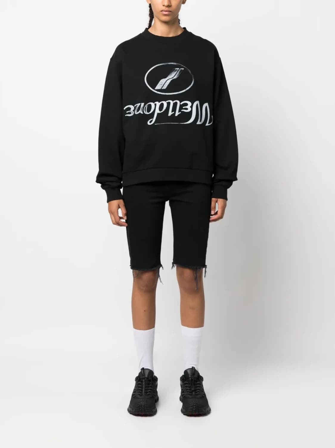 WE11DONE 웰던 플립 로고 프린트 스웻셔츠 맨투맨 블랙 L 상품이미지5