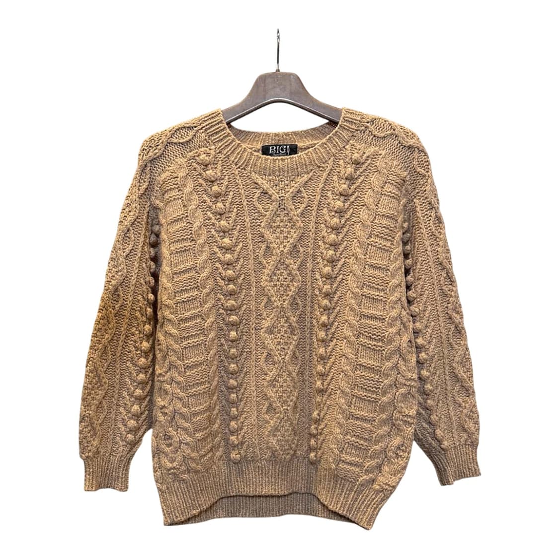 JPN VINTAGE 케이블 니트 스웨터 폼폼 디테일 베이지 상품이미지1