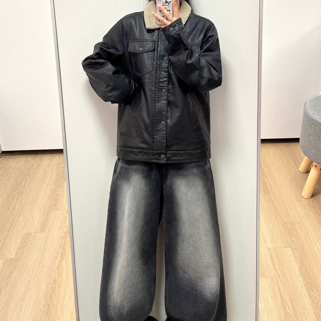 리바이스 가죽 셰르파 레더 양털 트러커 자켓 상품이미지1