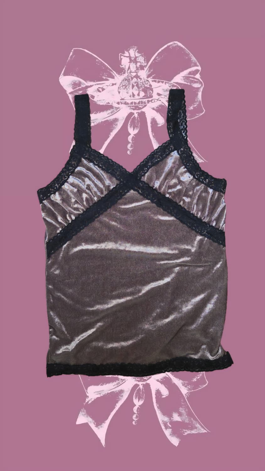 나나깔 퍼플베이지 벨벳 레이스 나시 슬리브리스 상품이미지1