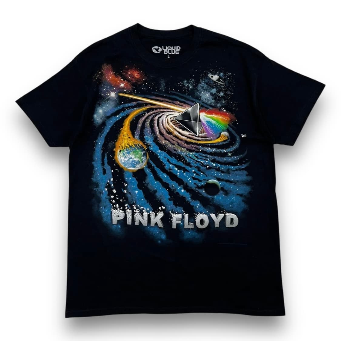 리퀴드 블루 핑크 플로이드 밴드 2014s 우주 반팔 티셔츠 상품이미지1