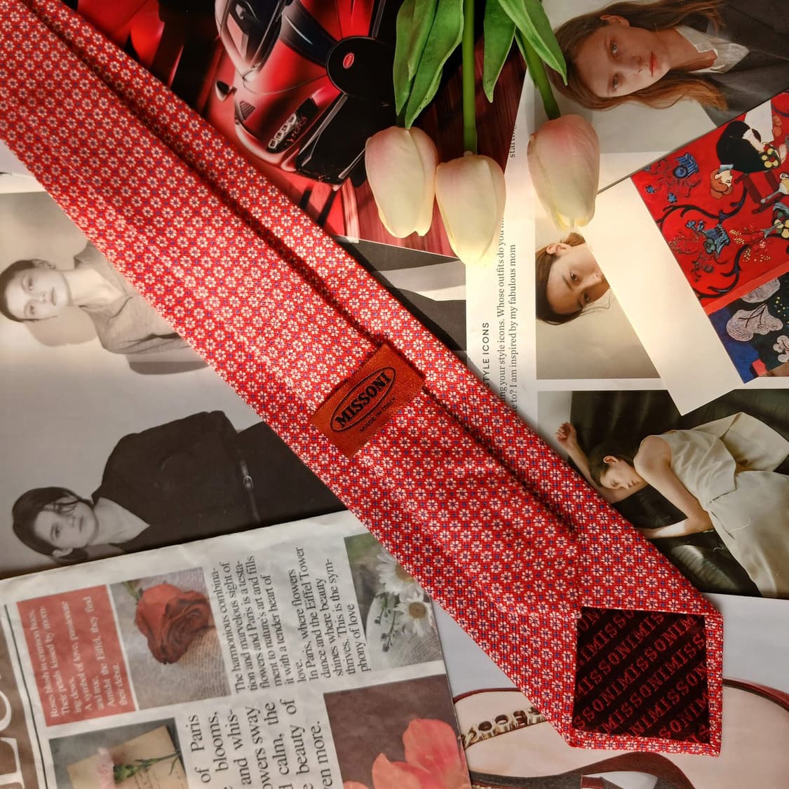 미쏘니 실크 플라워 마이크로 패턴 넥타이 8.6cm A+등급 A19808 상품이미지6