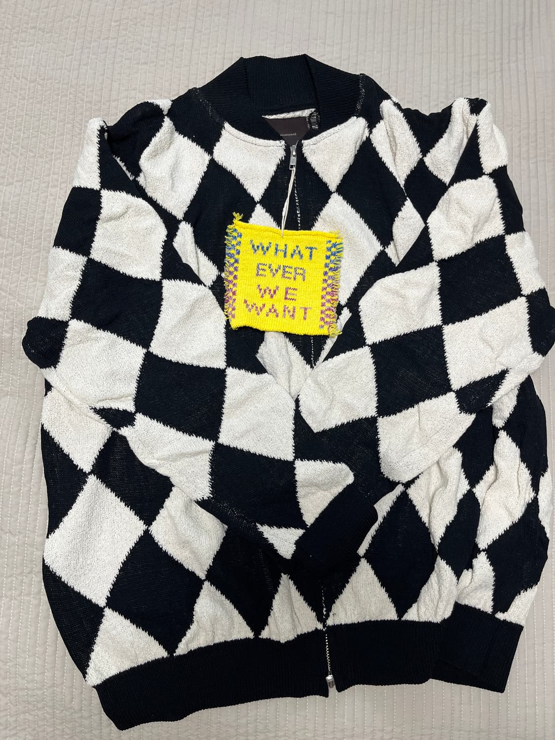 왓에버위원트 다이아몬드 집업 니트 상품이미지1