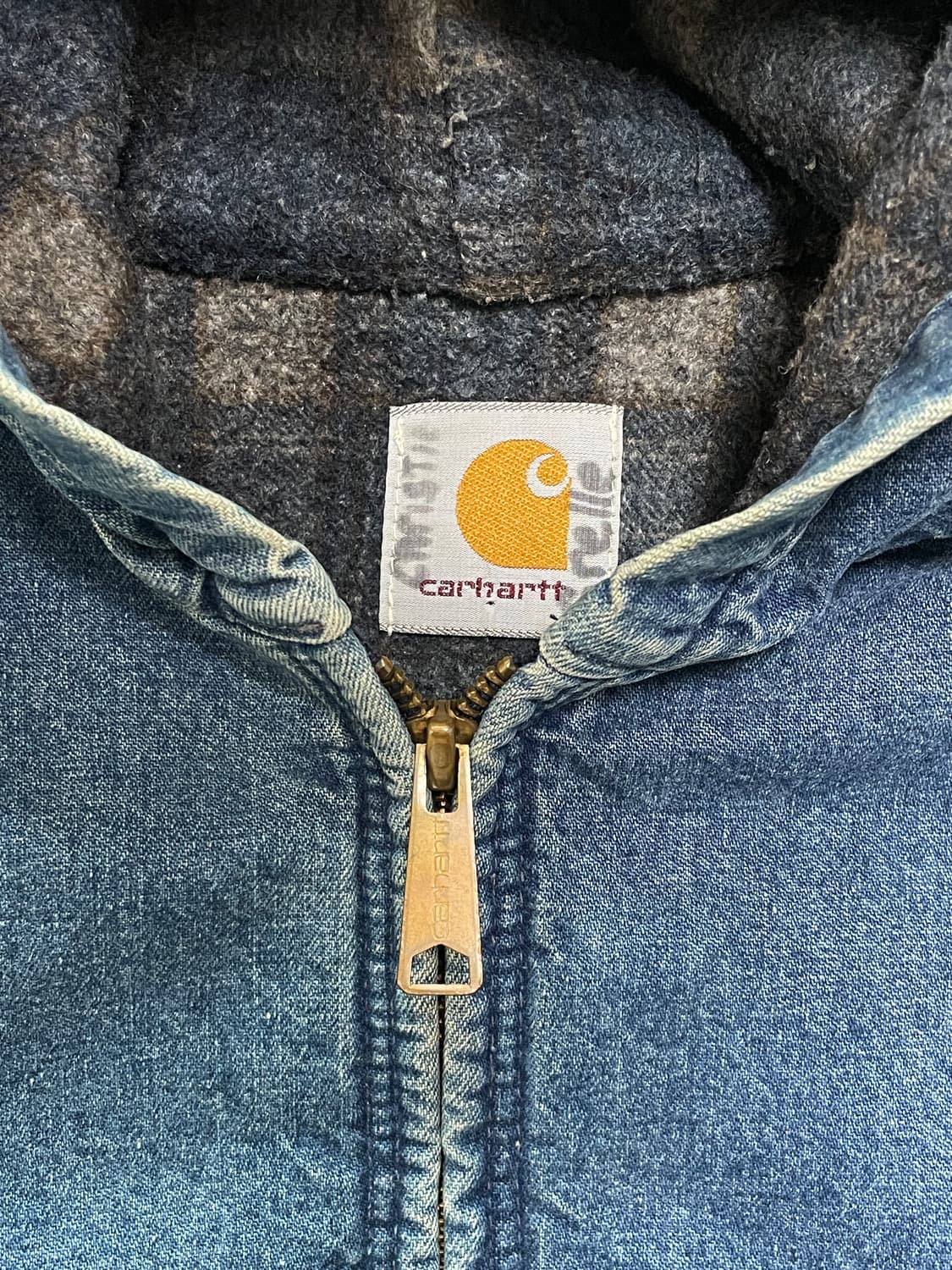 90s 빈티지 칼하트 데님 액티브 후드 집업 자켓 상품이미지4