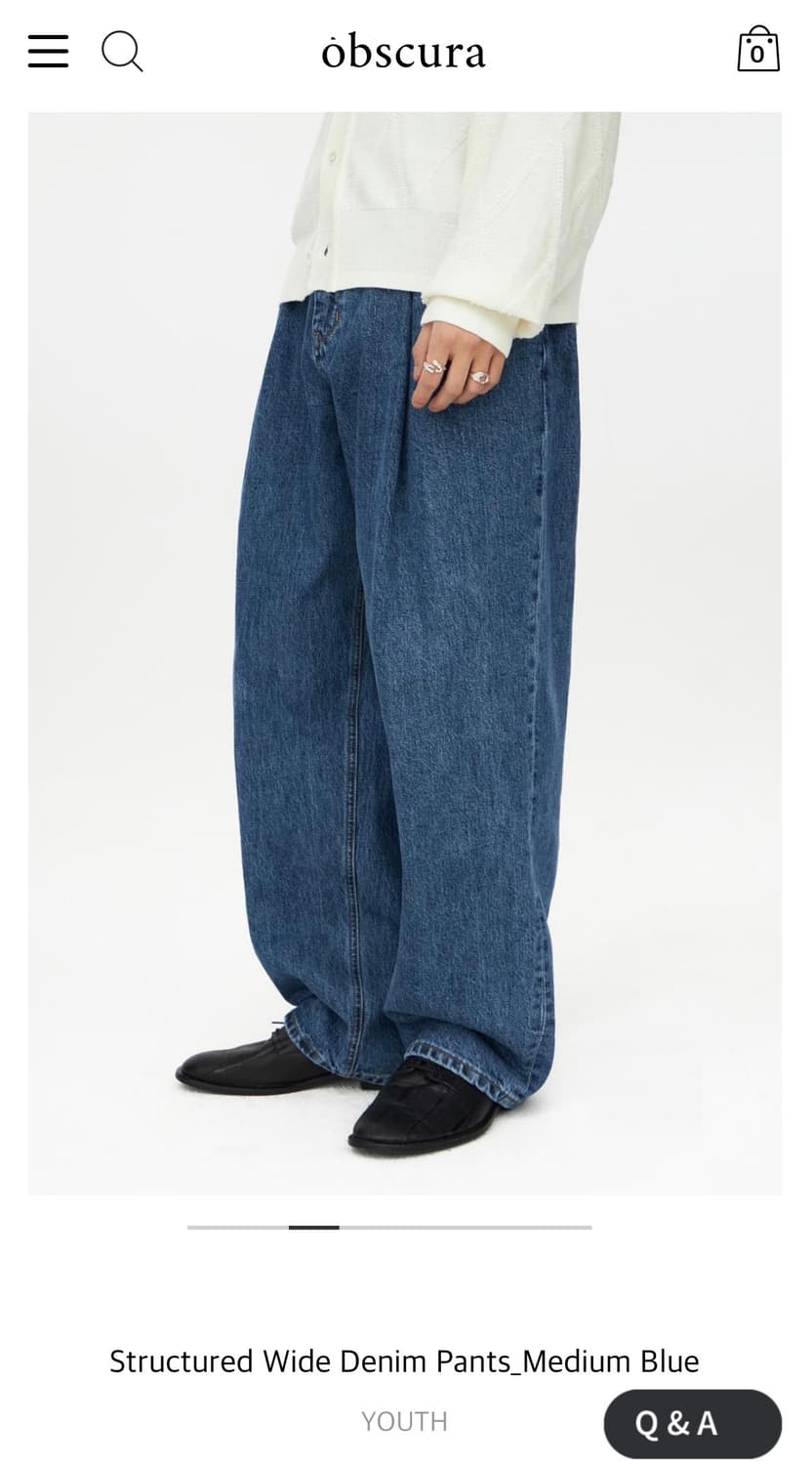 [새상품급] 유스 스트럭처 와이드 데님 팬츠 미디움 블루 중청 M사이즈 상품이미지2