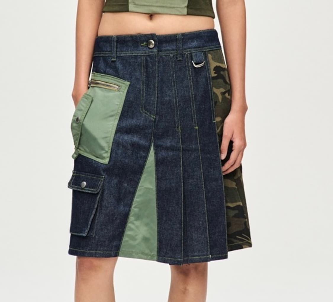 Andersson Bell Denim Nylon Mixed Skirt 상품이미지1