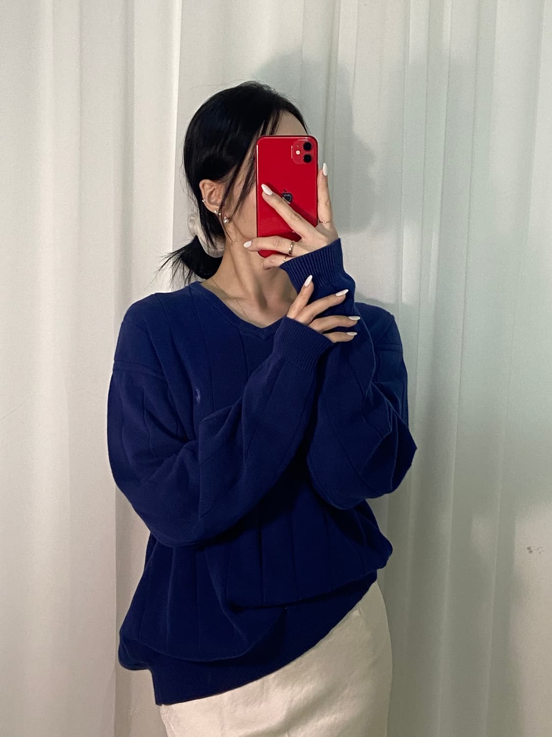 폴로 스트라이프 블루 네이비 포니 니트 상품이미지1