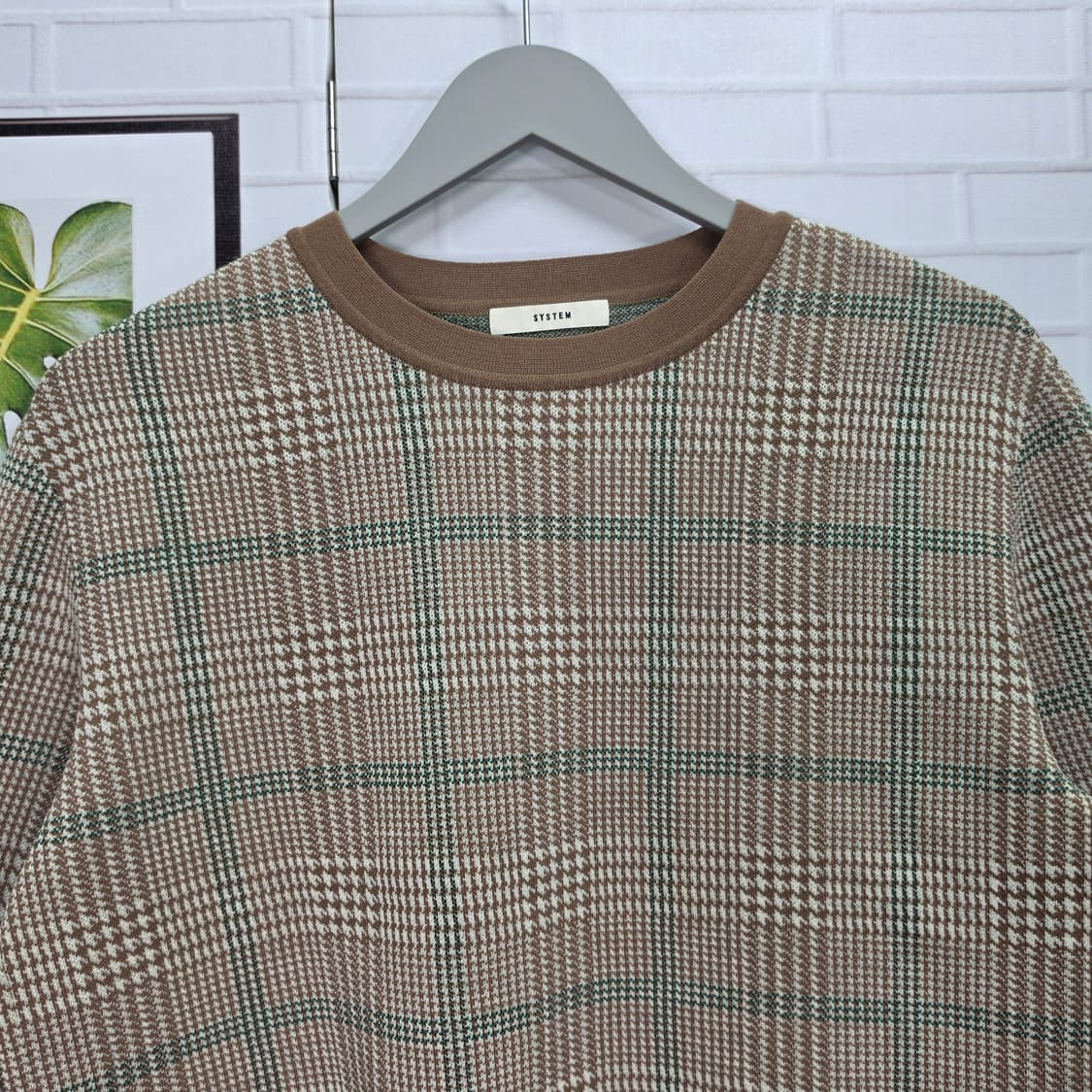한섬 시스템 하운드투스 패턴 니트 긴팔 티셔츠 프리 사이즈 상품이미지3