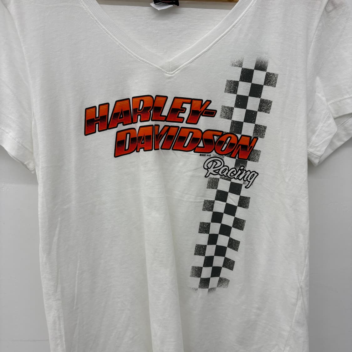 할리데이비슨 레이싱 반팔 티셔츠 화이트 여성 L 상품이미지2