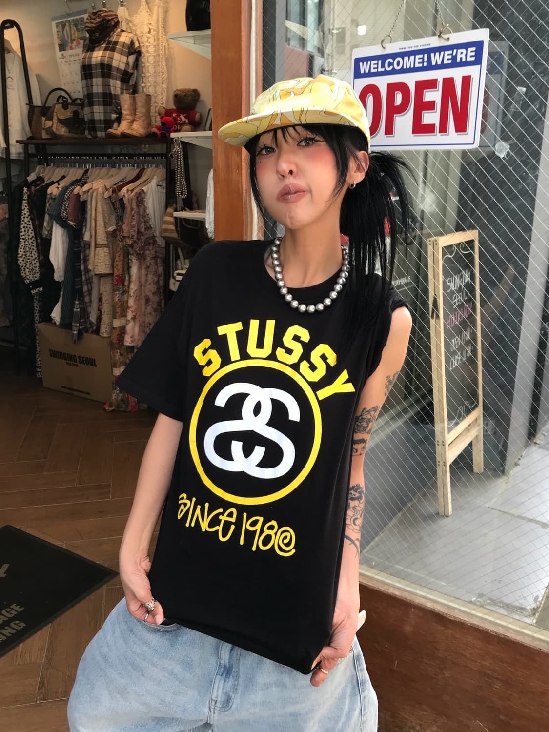 Stussy Yellow Logo T-shirt 상품이미지2
