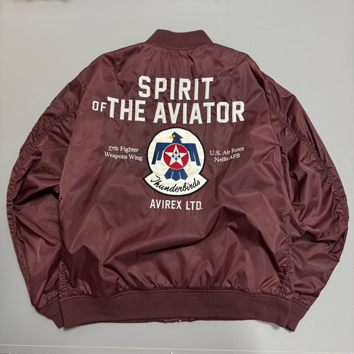 아비렉스(AVIREX) 버건디 양면 패치 썬더버드 MA-1 플라이트 자켓 상품이미지8