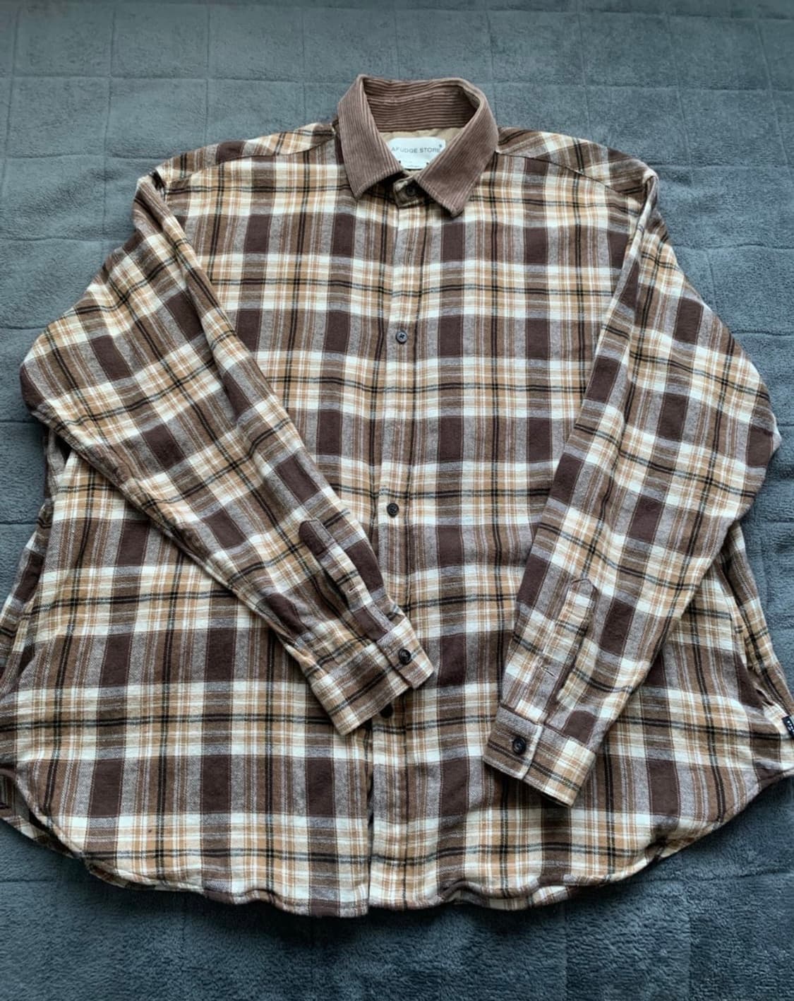 라퍼지스토어 코듀로이 칼라 빅 오버 체 크 셔츠자켓L 상품이미지1