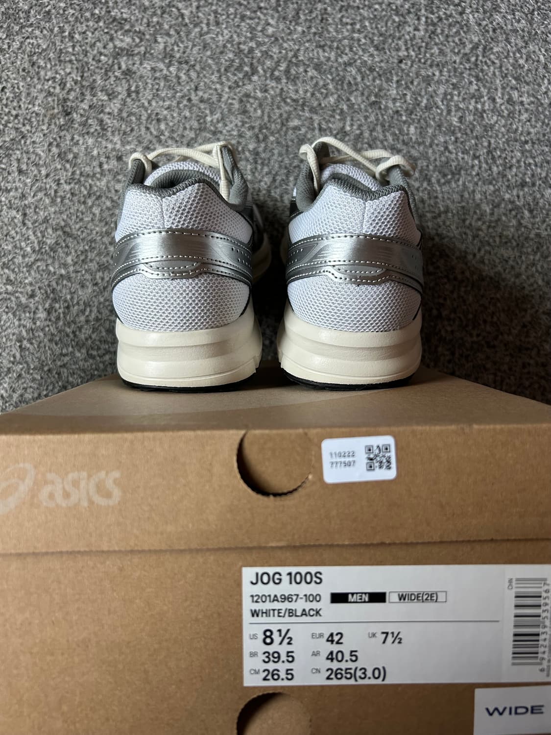 [1회착/풀박스] 아식스 조그100S 265 화이트 블랙 새상품급 상품이미지6