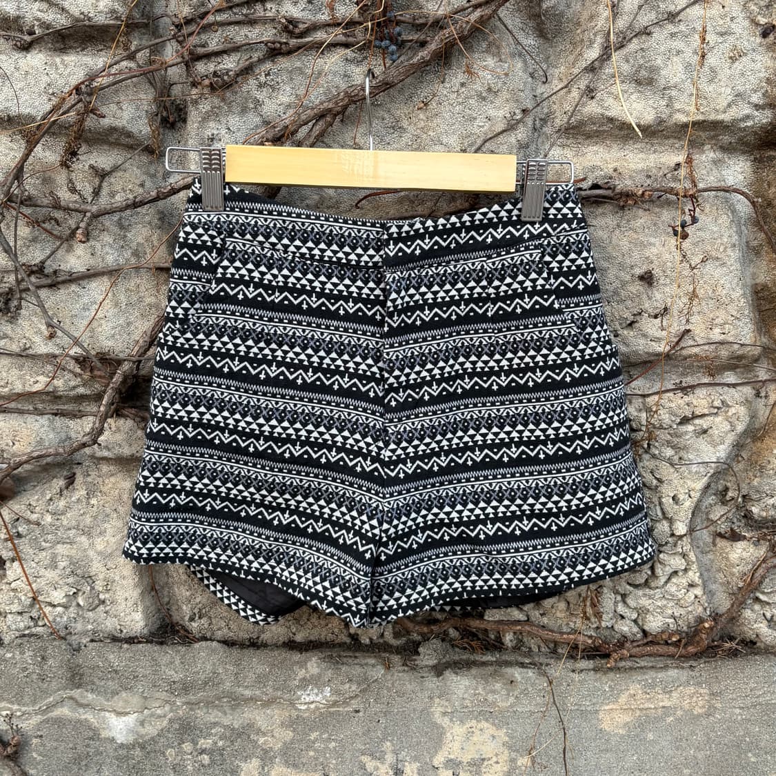 빈티지 기하학 패턴 자수 자카드 하이웨스트 팬츠 반바지 상품이미지1