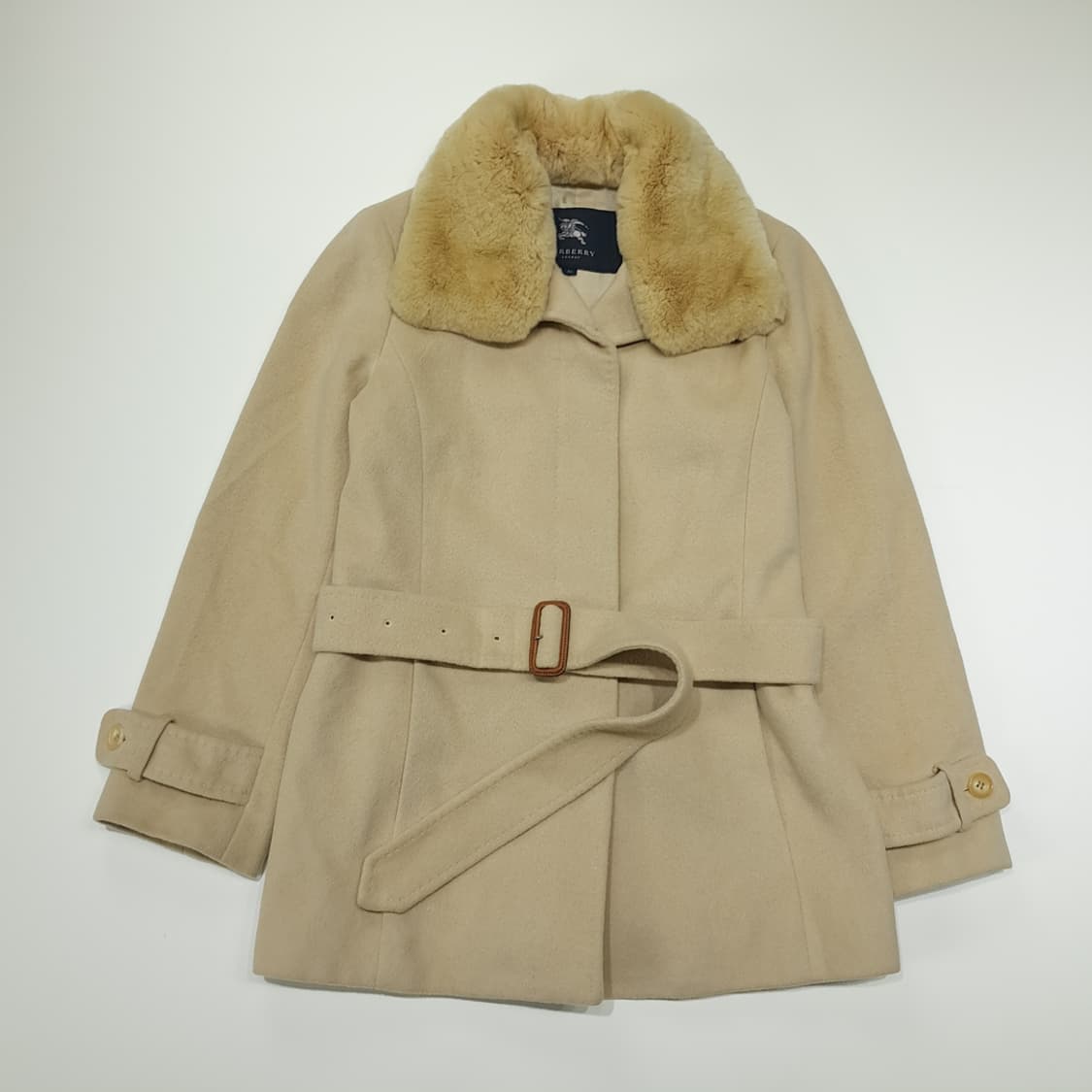 CN860W M 버버리 런던 앙고라 혼방 리얼퍼카라 벨티드 코트 상품이미지1