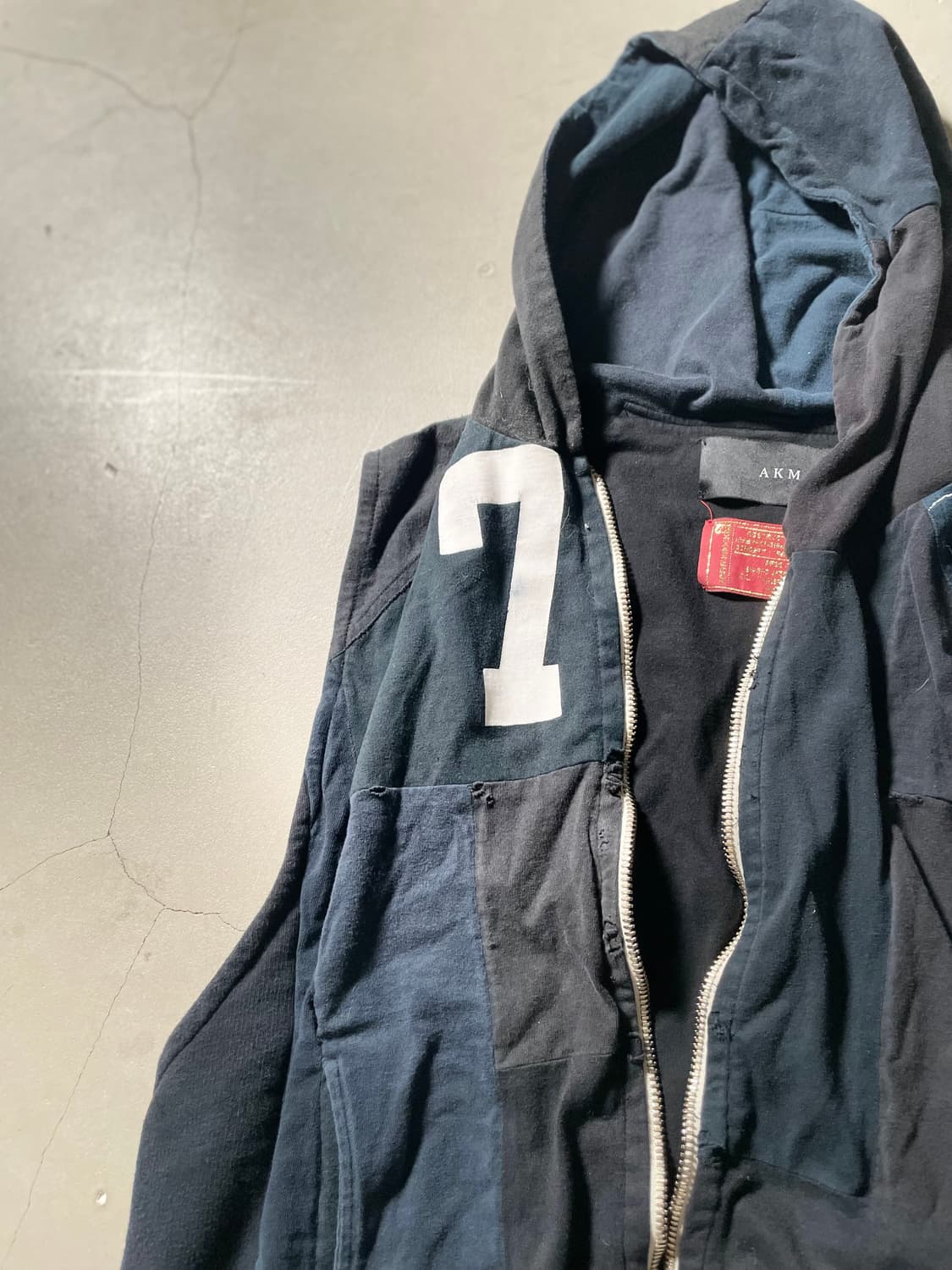 AKM Patchwork Zip-Up Hooded Vest 상품이미지3