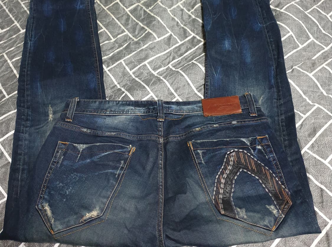 버커루 스판 빈티지워싱 디스트로이드 라이더 데님팬츠 (34) 상품이미지5