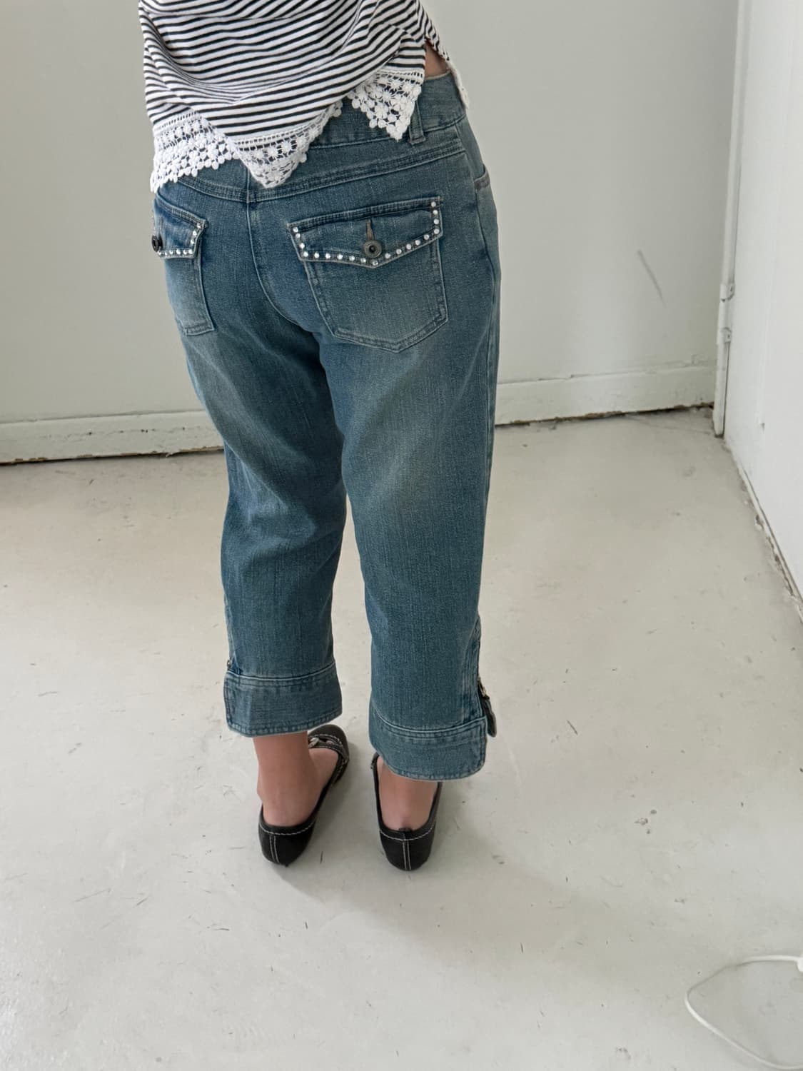 일본빈티지 옆트임 카프리 데님팬츠 상품이미지4