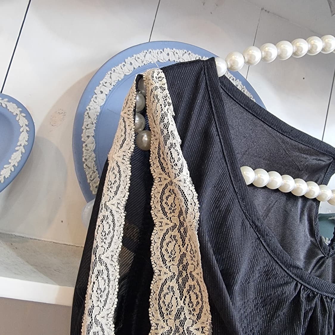 블랙 레이스 롱 슬리브 원피스 상품이미지3