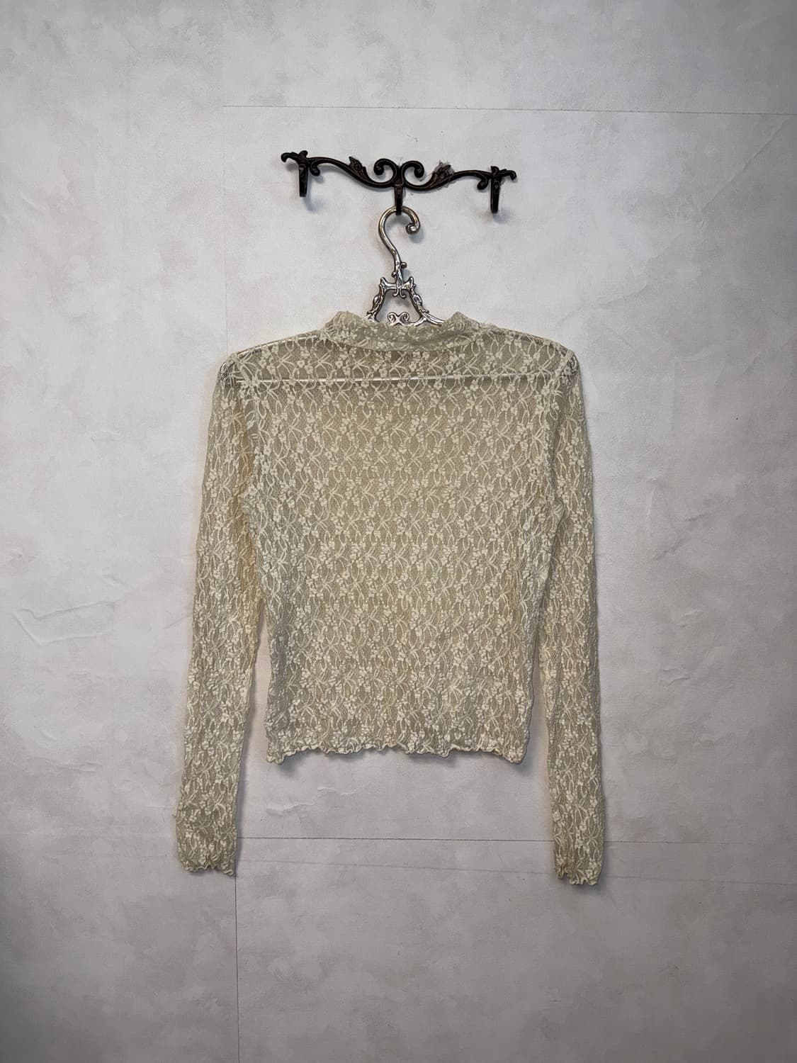 Ivory bohemian floral mesh lace sleeve 상품이미지5