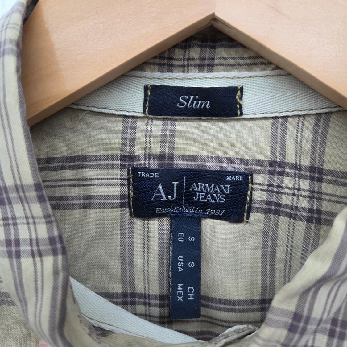 아르마니 베이지 체크 긴팔 셔츠 패치포인트 남s 상품이미지5