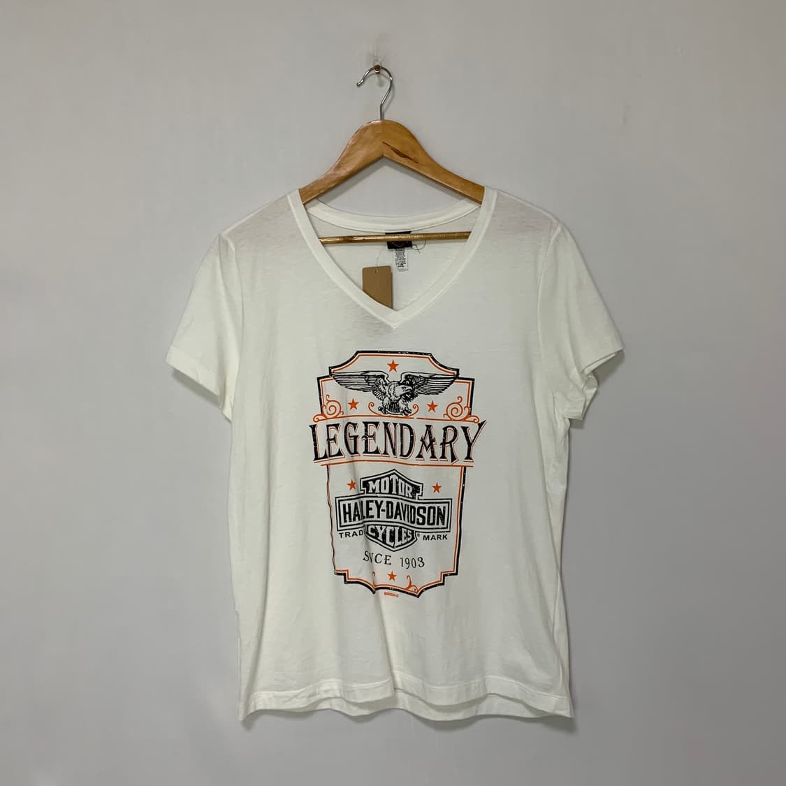 할리데이비슨 빈티지 브이넥 화이트 반팔 티셔츠 XL 남녀공용 상품이미지1
