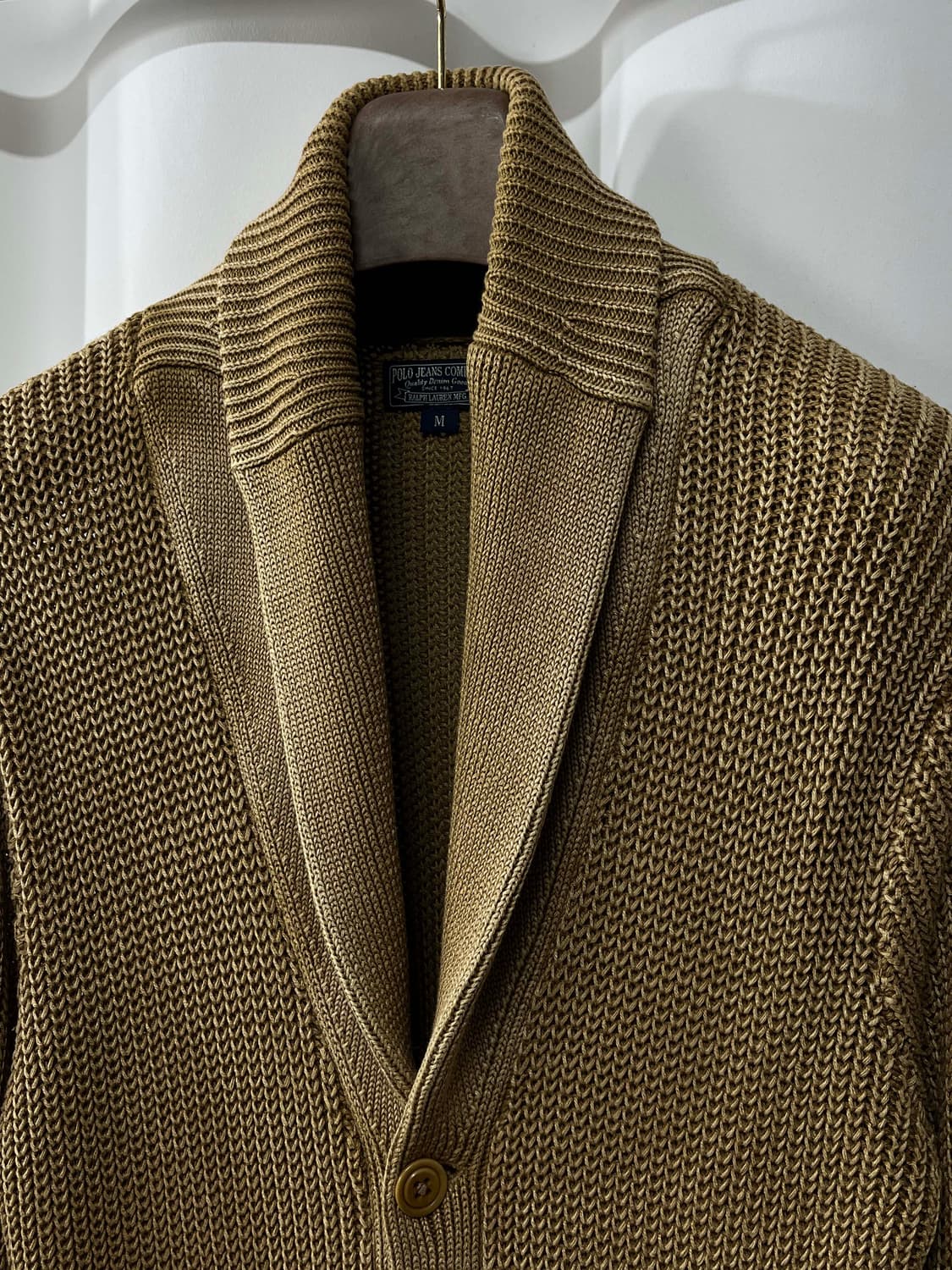 폴로 랄프로렌 탄베이지 피그먼트 워시드 코튼 셔들 니트 자켓 상품이미지4