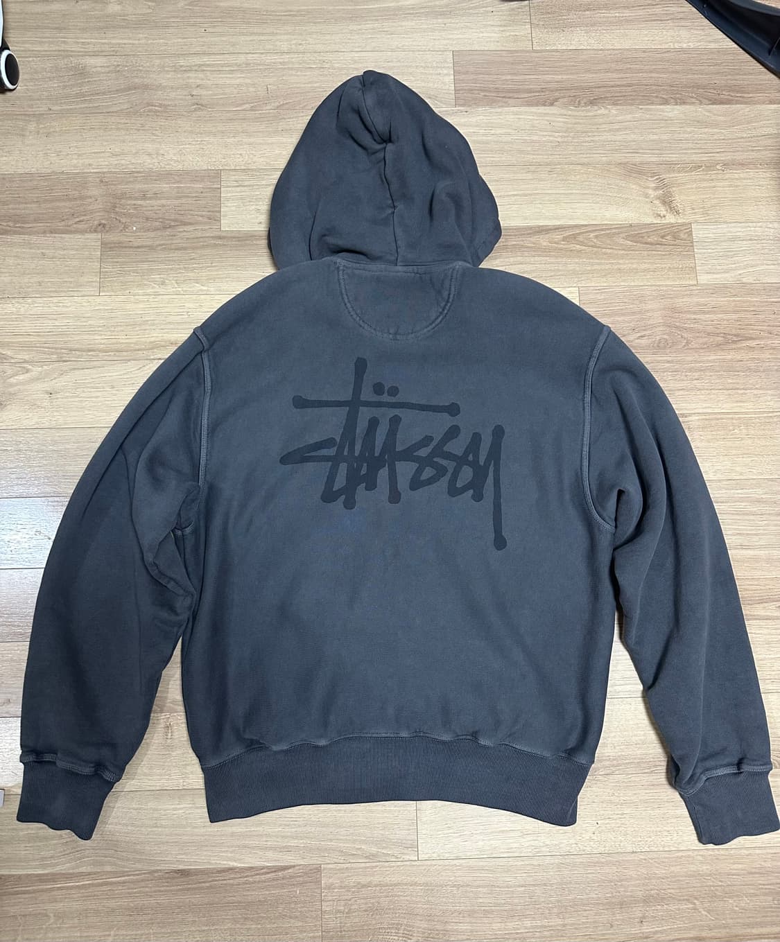 스투시 베이직 피그먼트 다이드 집 후드 블랙 m 상품이미지2