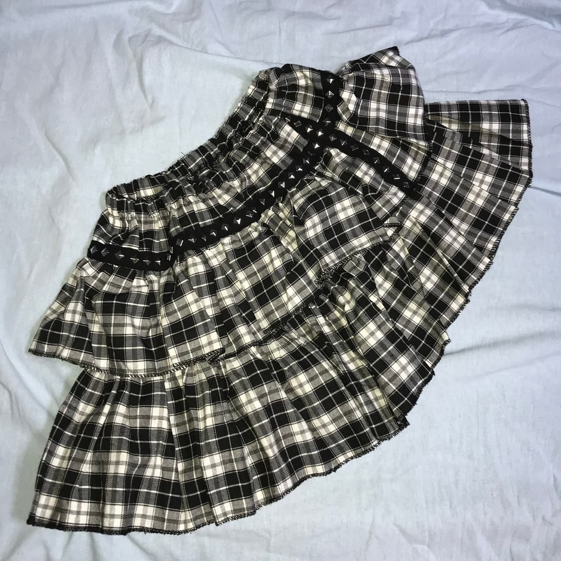y2k 갸루 스커트 체크 밴딩 고스 펑크룩 빈티지 상품이미지3