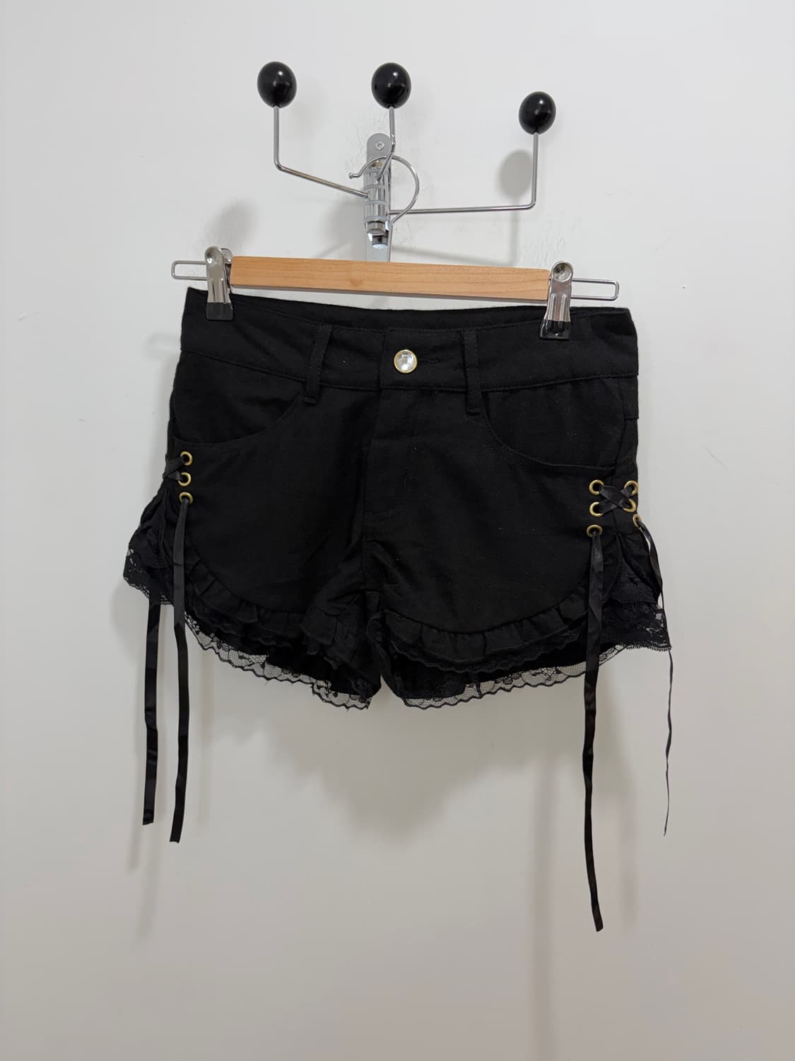 갸루 펑크 레이스 리본 반바지 숏팬츠 상품이미지1