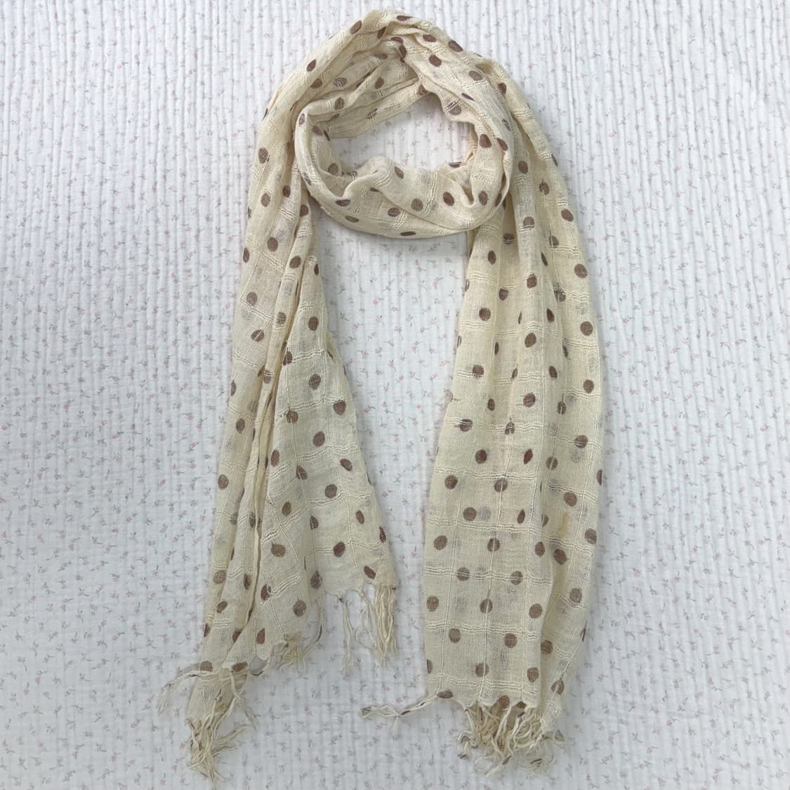 JPN/ 레몬버터스카프 도트스카프 땡땡이스카프 브라운스카프 상품이미지1