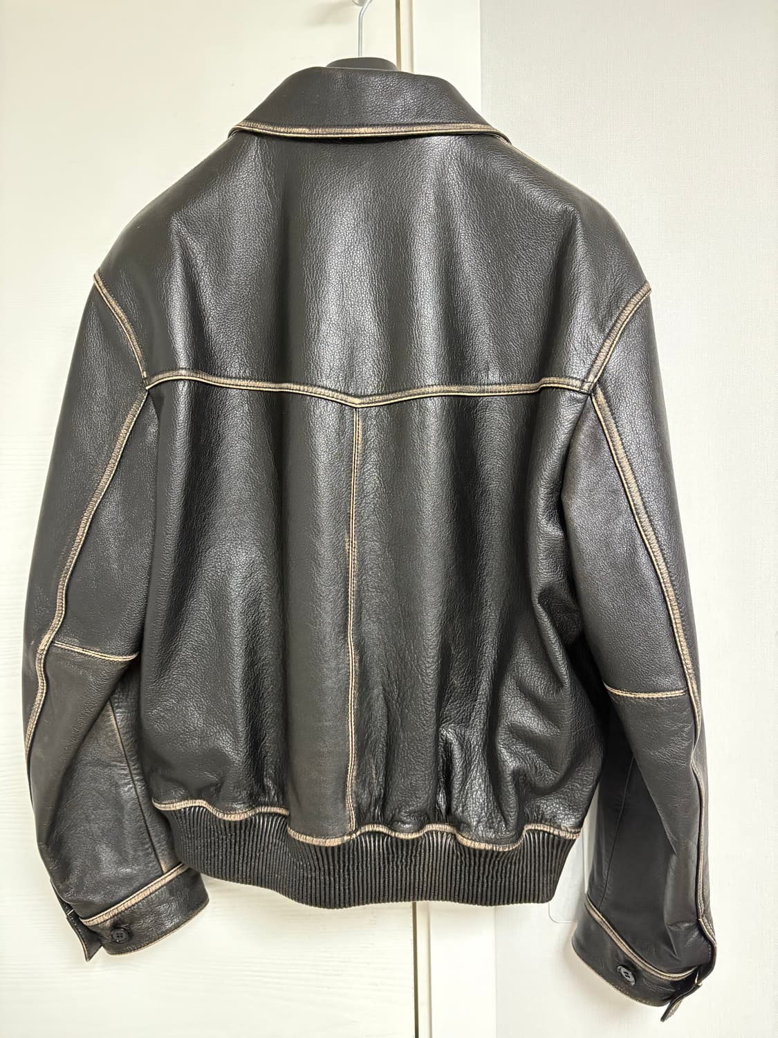 [M] 인사일런스 디스트레스드 레더 블루종 자켓 상품이미지2