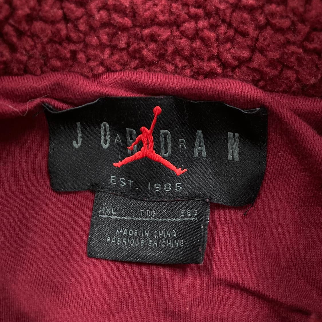 조던 버건디 컬러 스몰 로고 쉐르파 자켓 상품이미지3