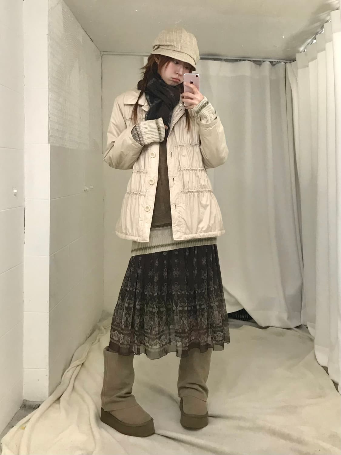 빈티지 브라운 러블리 히피 아메카지 코디 세트 상품이미지2