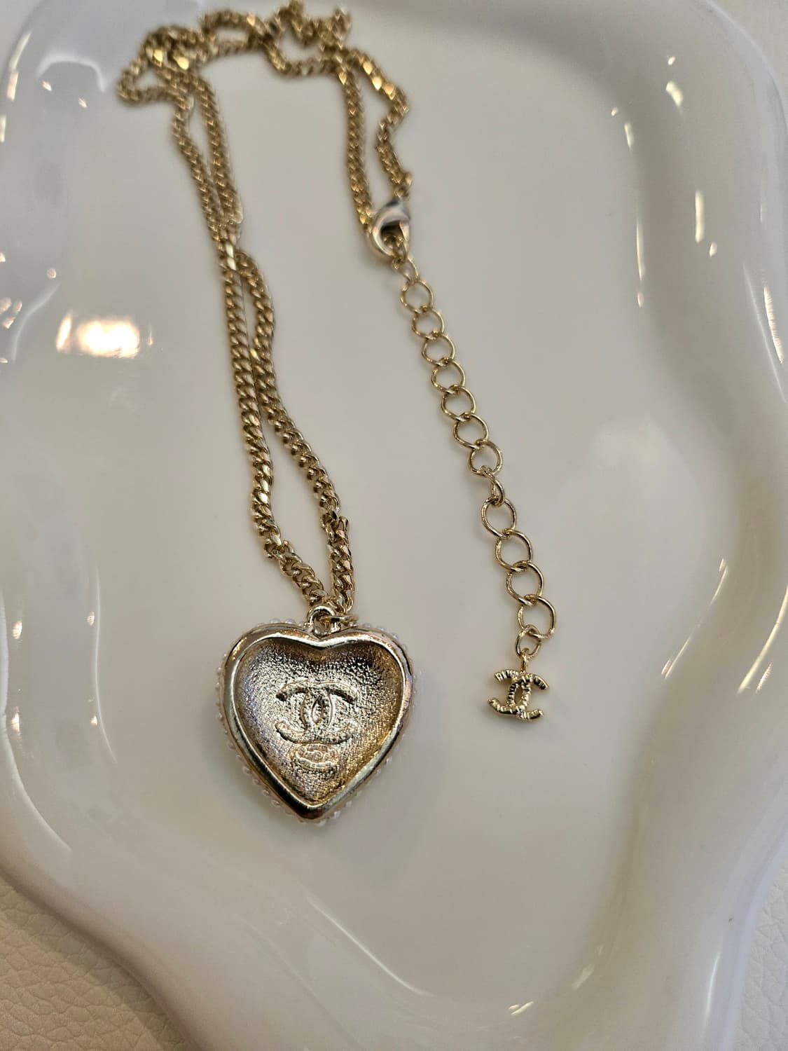 샤넬 큐빅하트 진주 목걸이 업사이클링 상품이미지5