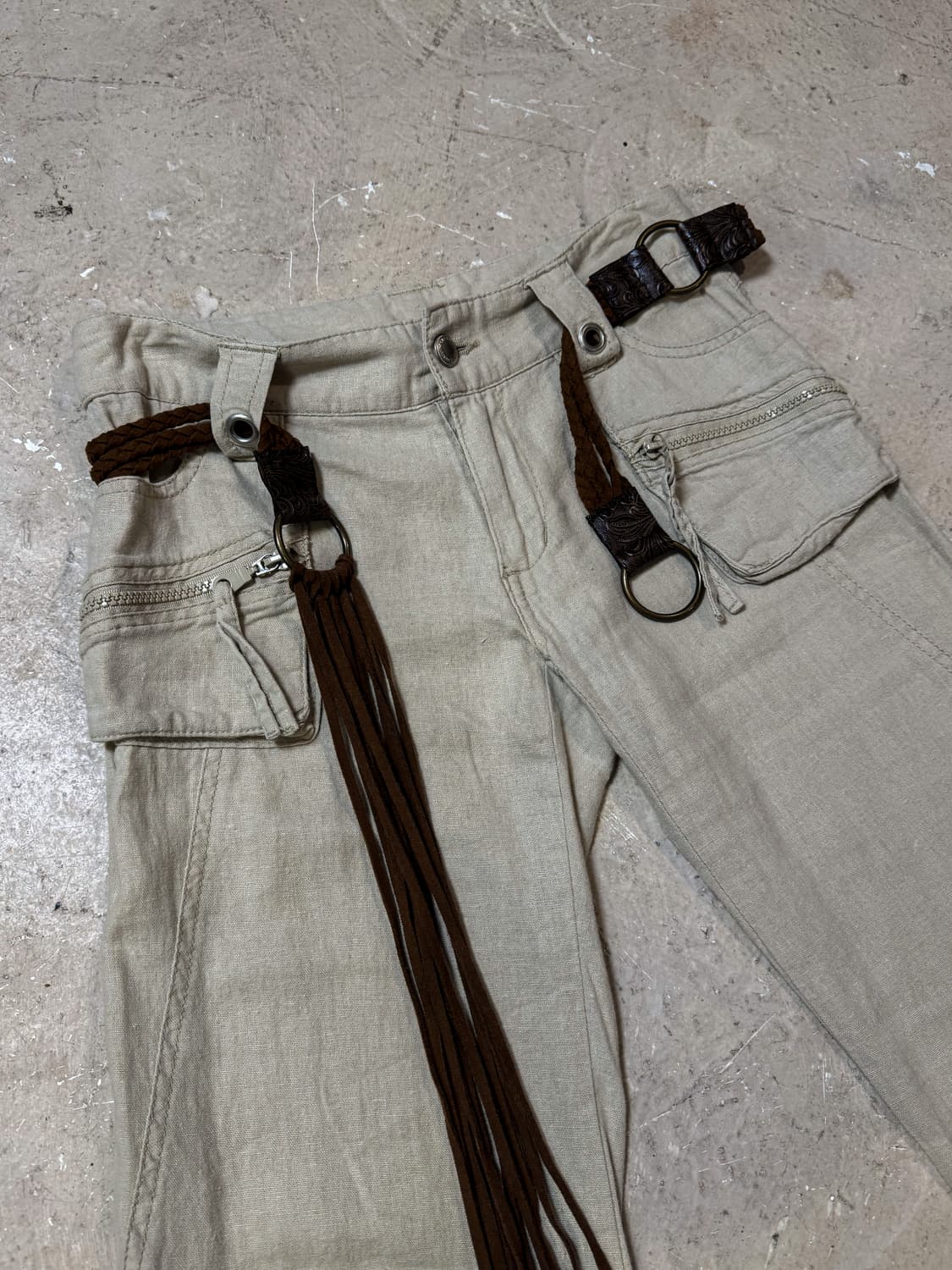 Ivory Zip Cargo flare pants  아이보리 플레어 팬츠 상품이미지2