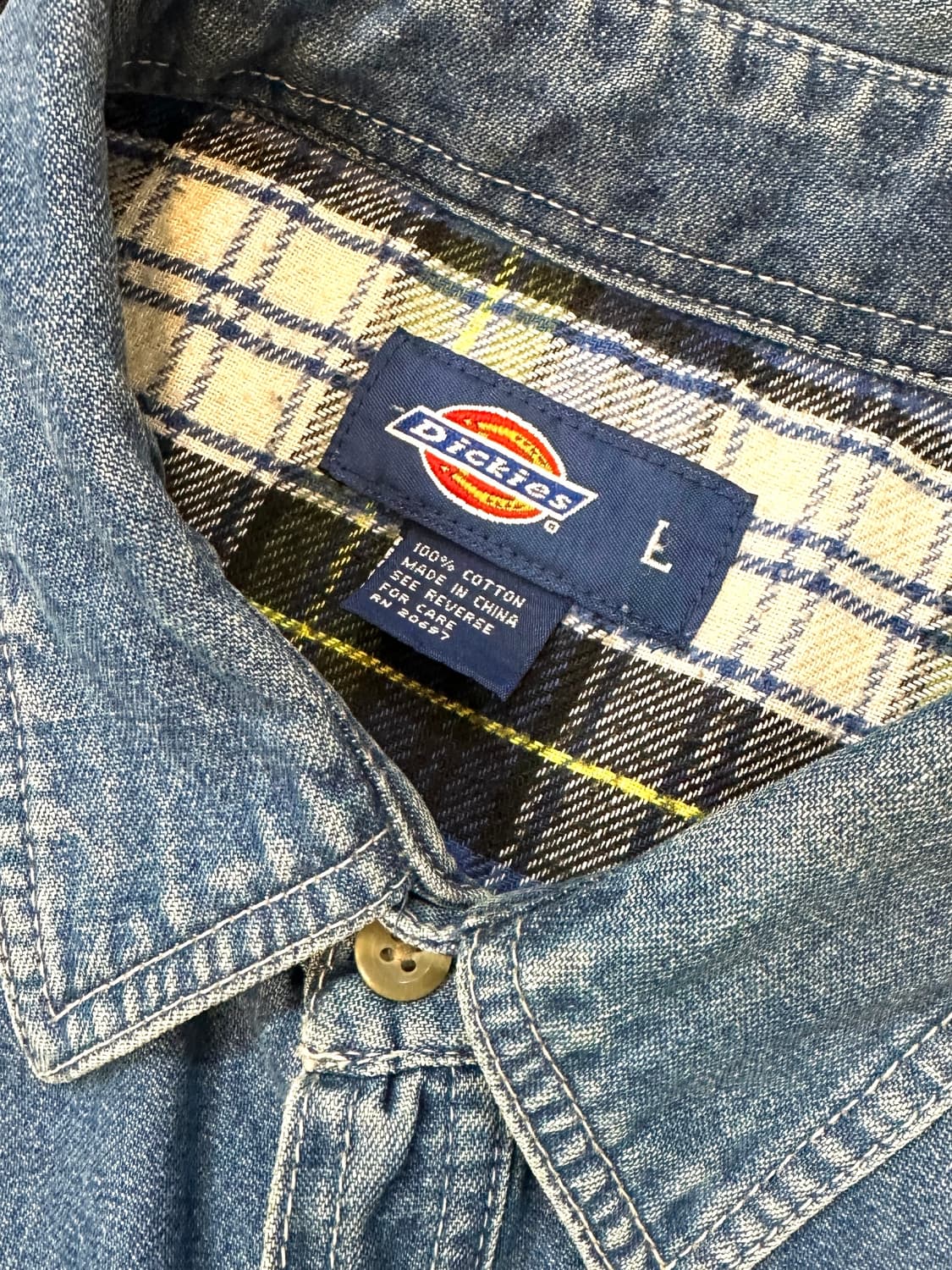 디키즈 안감 후리스 데님 셔츠 L 상품이미지4