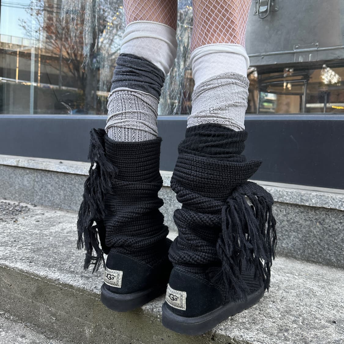 00s 레어 단추 5개 프린지 카디 어그 부츠 상품이미지7