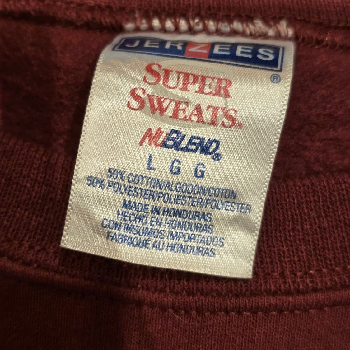 90s JERZEES NuBlend 버건디 스웨트셔츠 상품이미지4