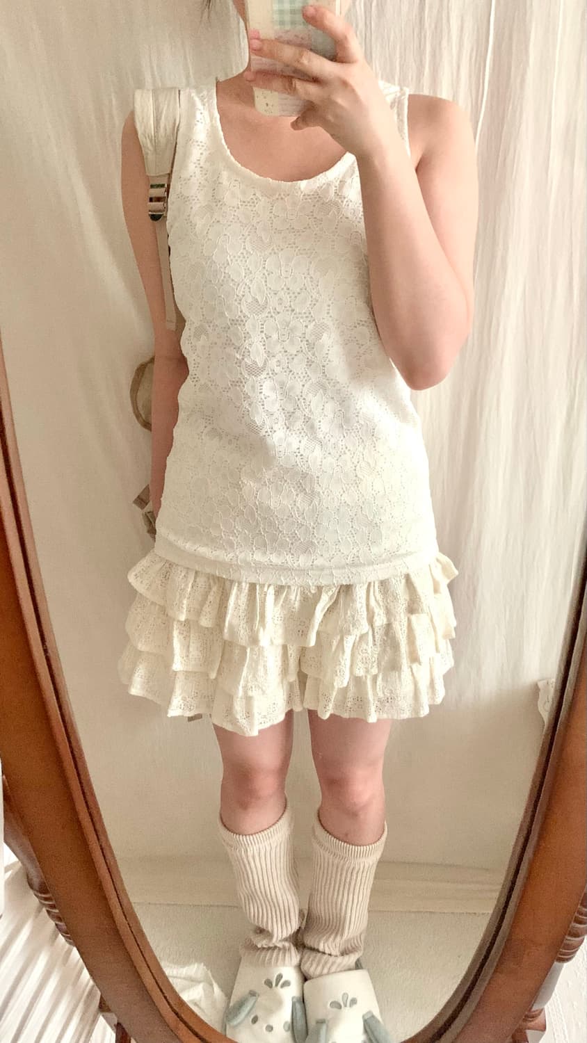 아이보리 플라워 레이스 나시 상품이미지4