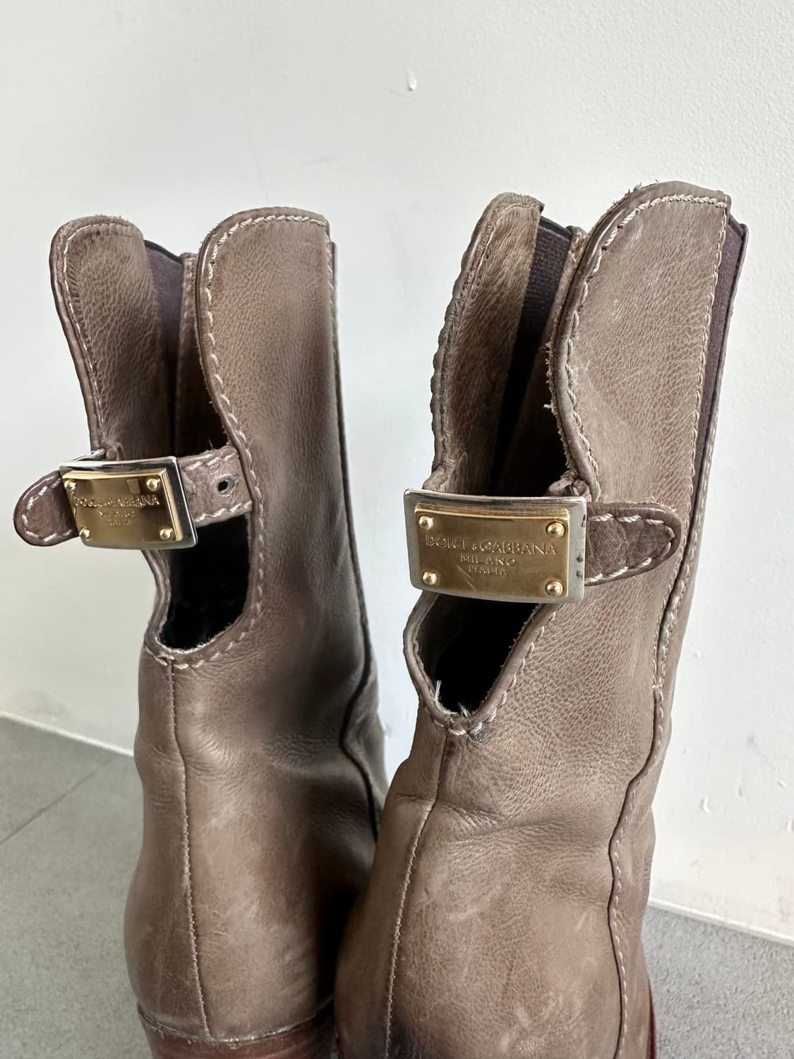 돌체앤가바나 2000s 메탈 스트랩 레더 힐 부츠 상품이미지6