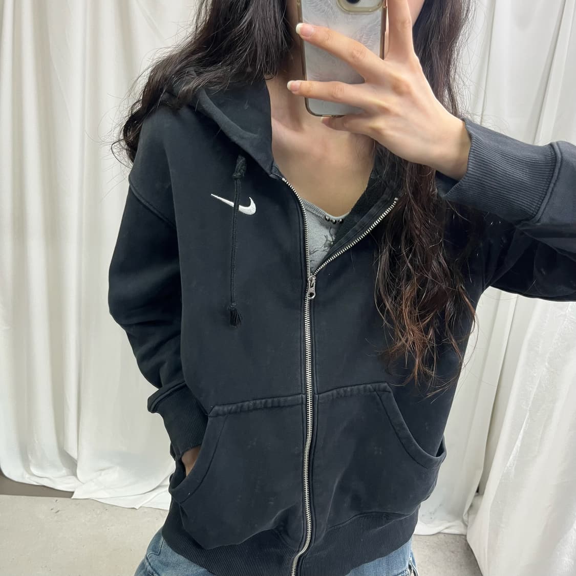 Nike black 2way hood zip-up  상품이미지3