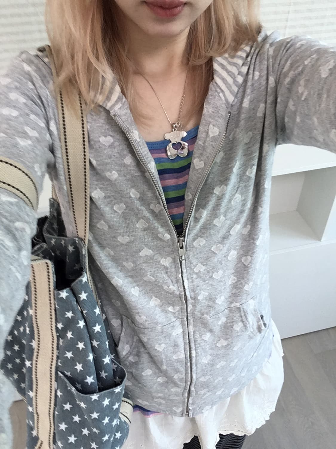 jpn vintage heart melange grey hood zipu 상품이미지6