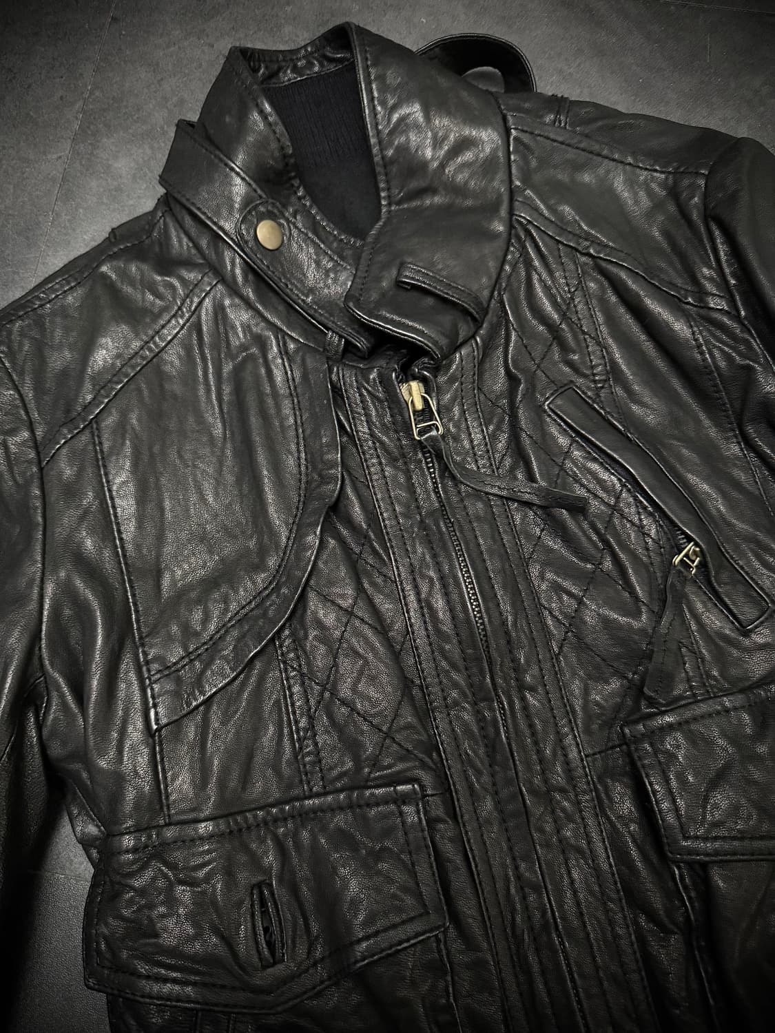 Real leather stitch jacket 상품이미지6
