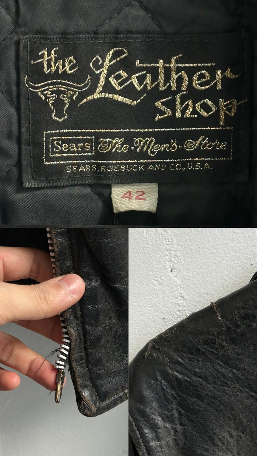 70's Sears 빈티지 레더 라이더 자켓 모터사이클 바이커 자켓 상품이미지9