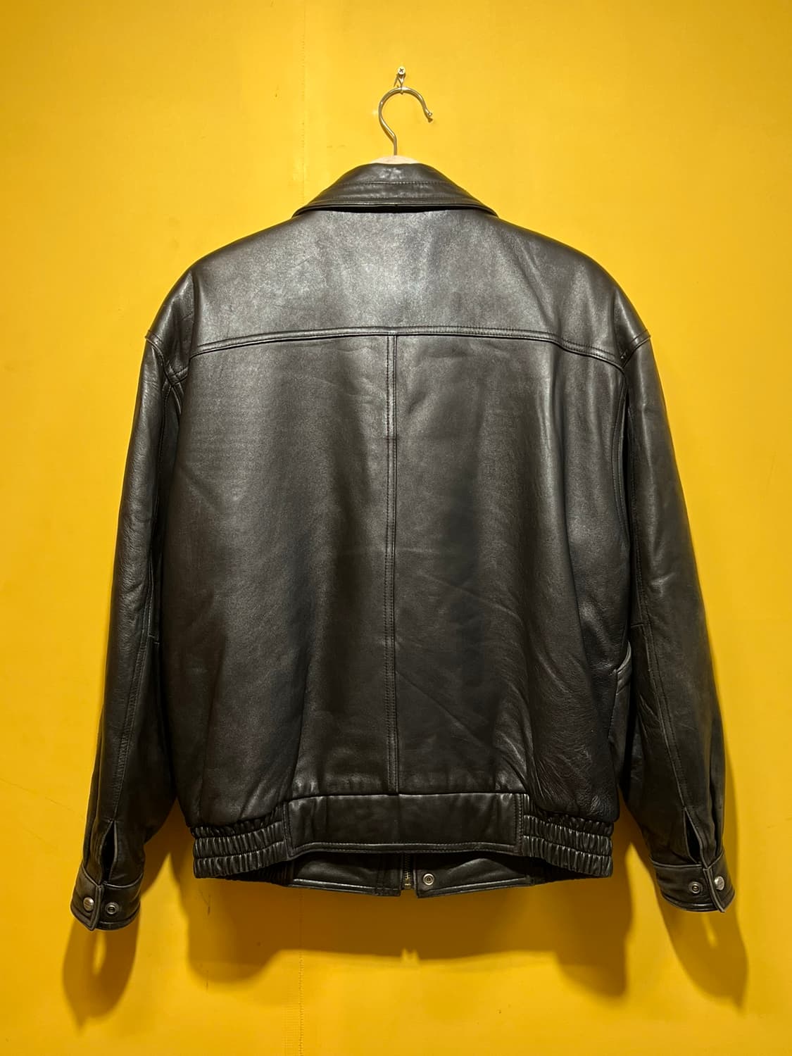 90s [100] 천연 양가죽 블랙 레더 자켓 상품이미지9