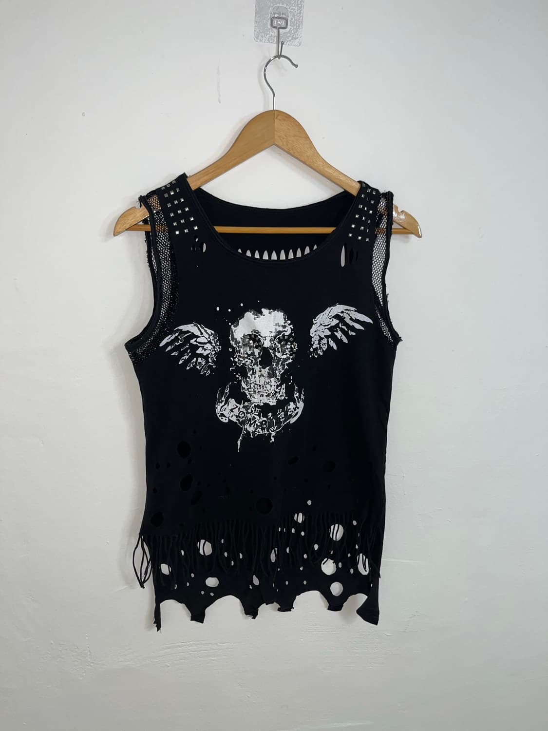 스컬프린팅 스터드 그런지 락펑크 슬리브리스 상품이미지5