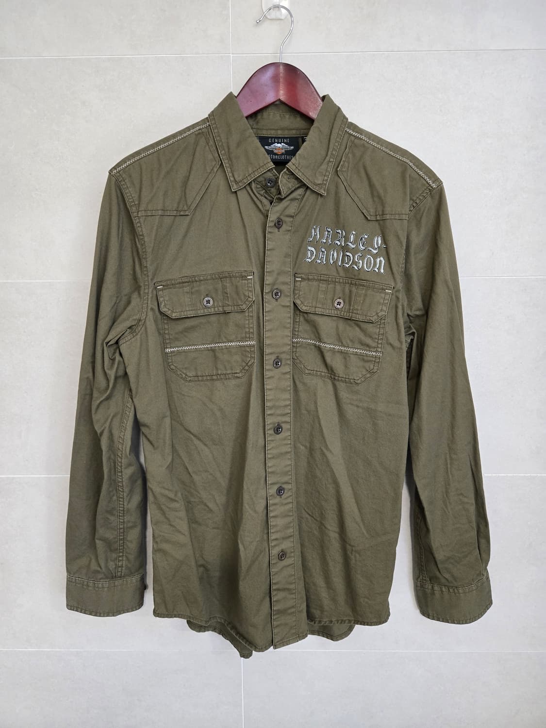 [신품급] 할리데이비슨 카키 셔츠 상품이미지1