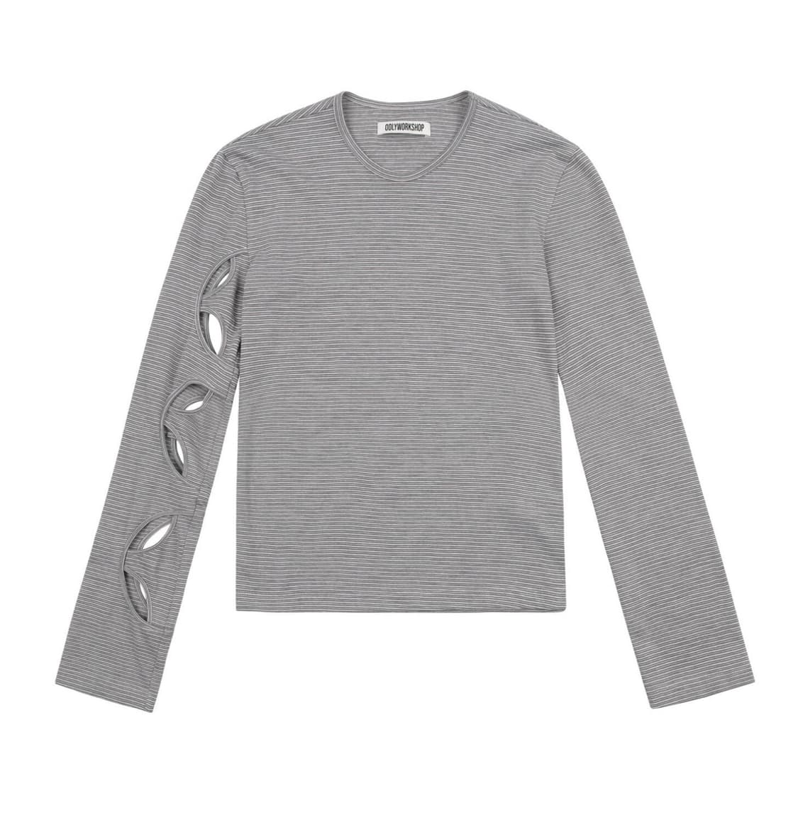 pink&khaki stripe long sleeve cutout tee 상품이미지1