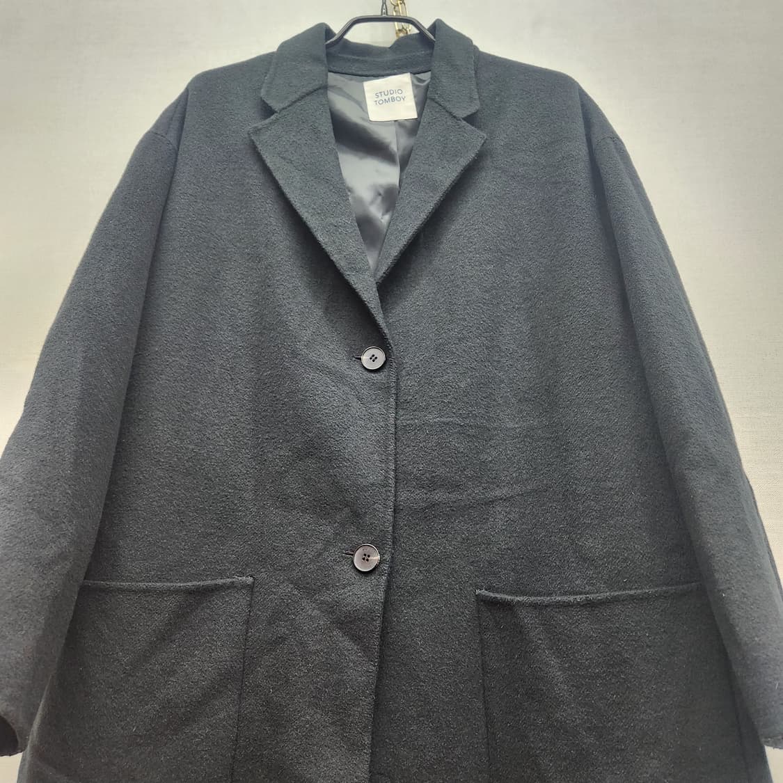 스튜디오톰보이 다크그린 롱 모혼방 코트 XL 상품이미지2